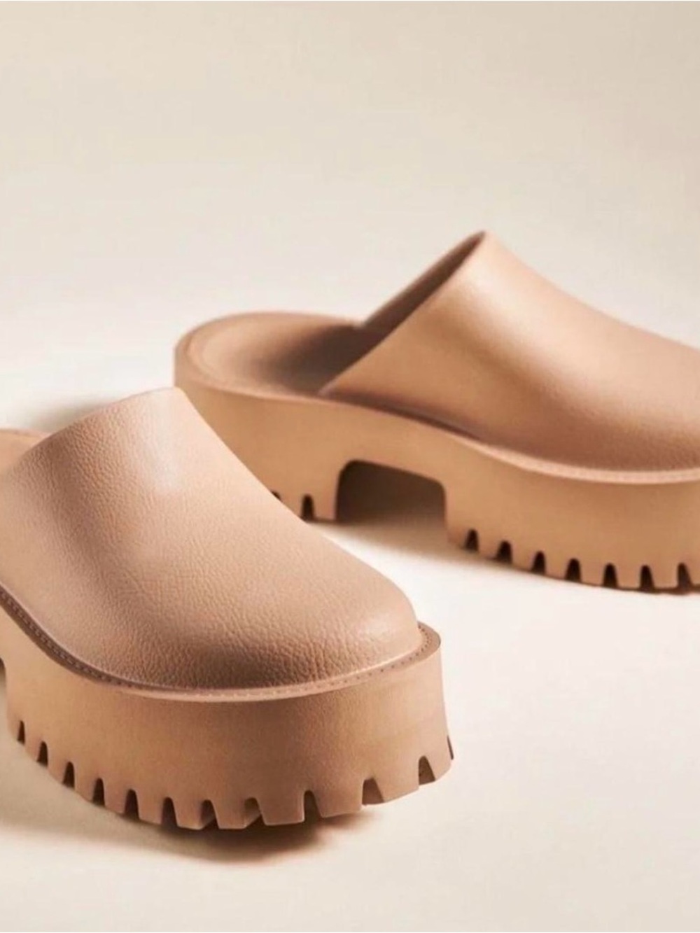 Jeffrey Campbell Chunky Platform Mule Clogs in Tan